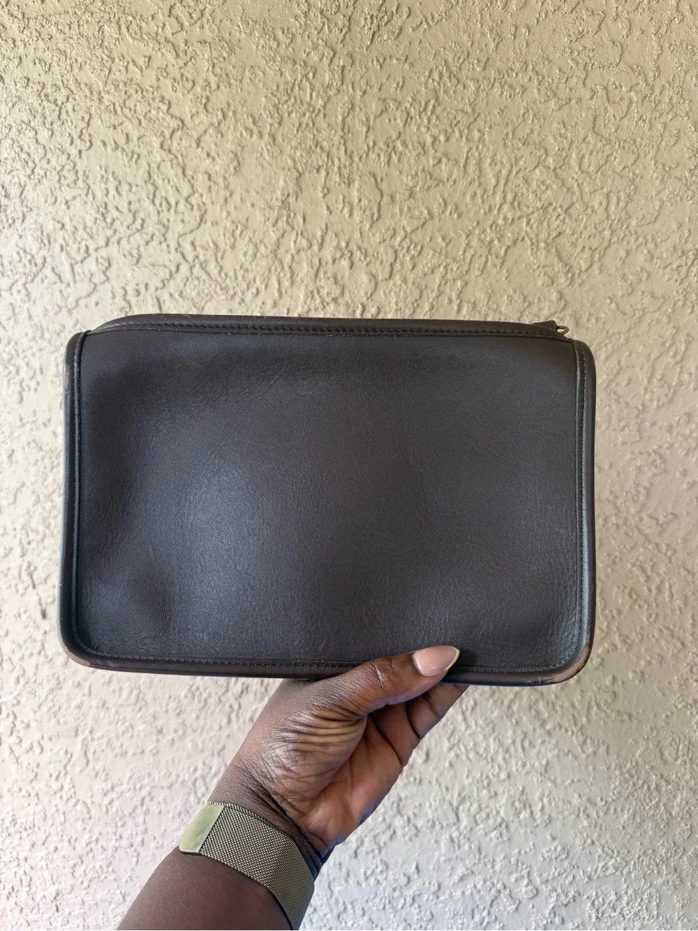Coach 1997 Leather Wristlet Clutch - Dark Brown